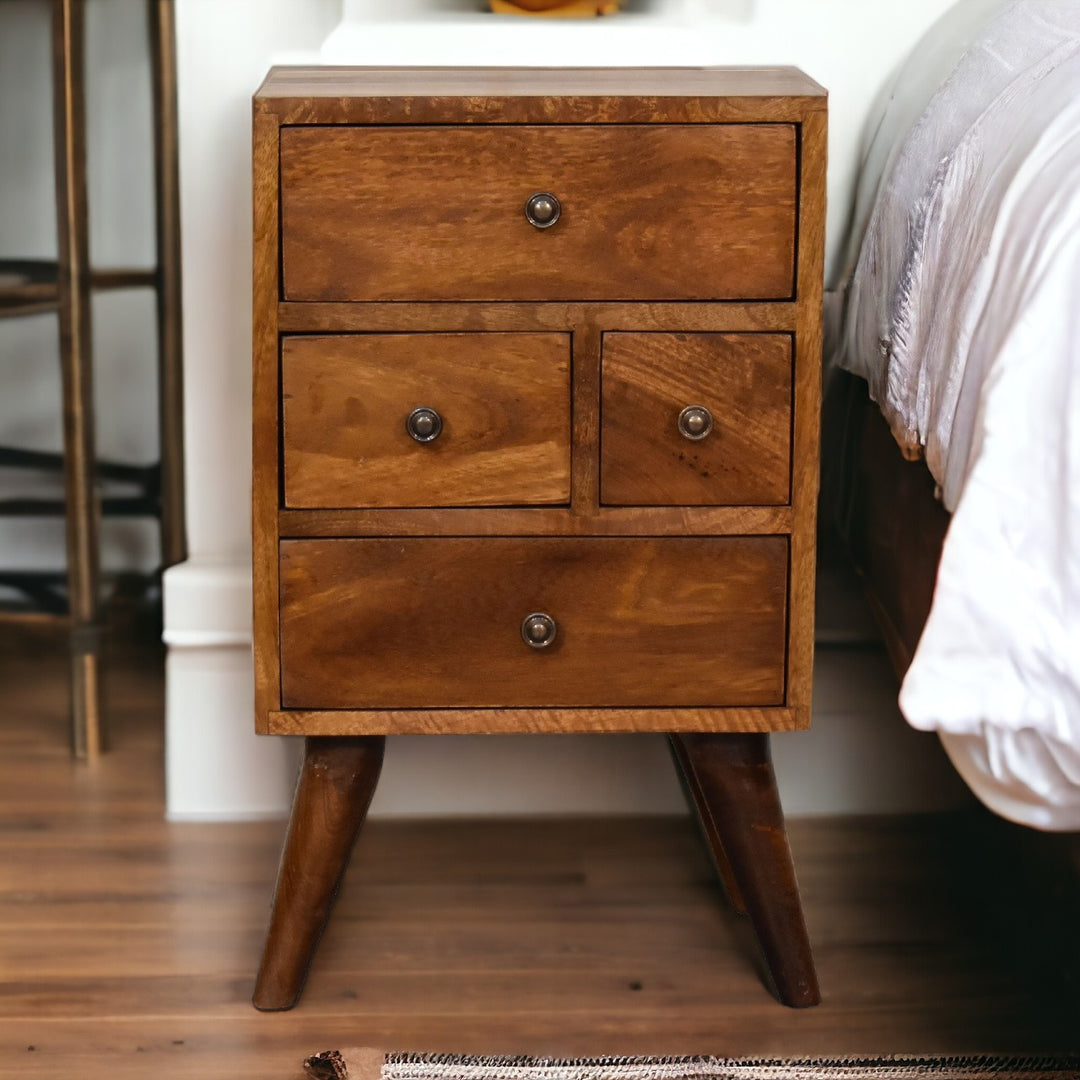 4 Drawer Multi Chestnut Nightstand Photo 12