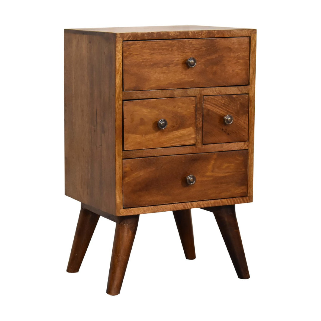 4 Drawer Multi Chestnut Nightstand Photo 4