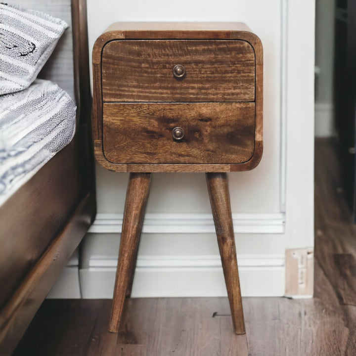 Mini Curved Grey Washed Nightstand Photo 12