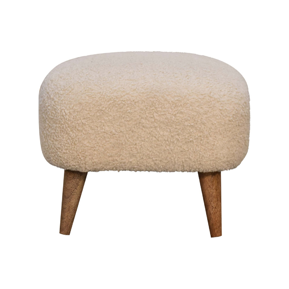 Boucle Cream Square Footstool Photo 2