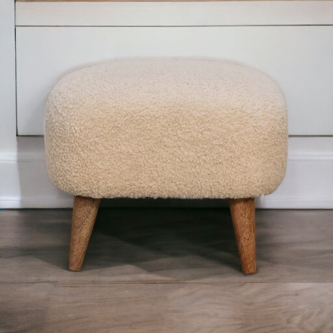 Boucle Cream Square Footstool Photo 12