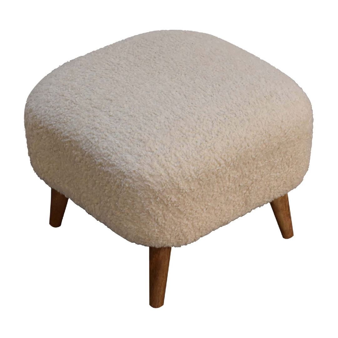 Boucle Cream Square Footstool Photo 9