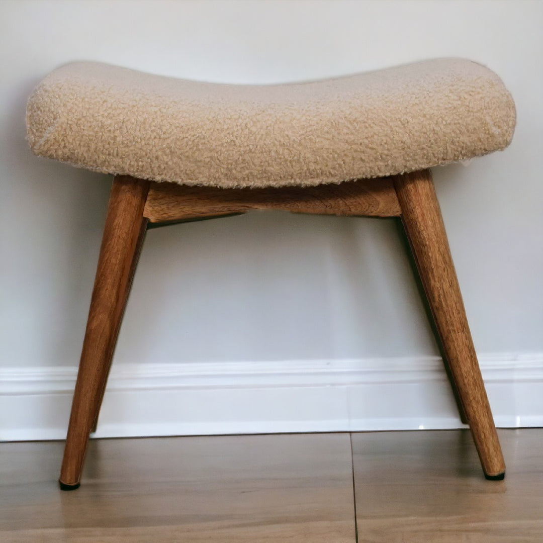 Boucle Cream Curved Bench Photo 12