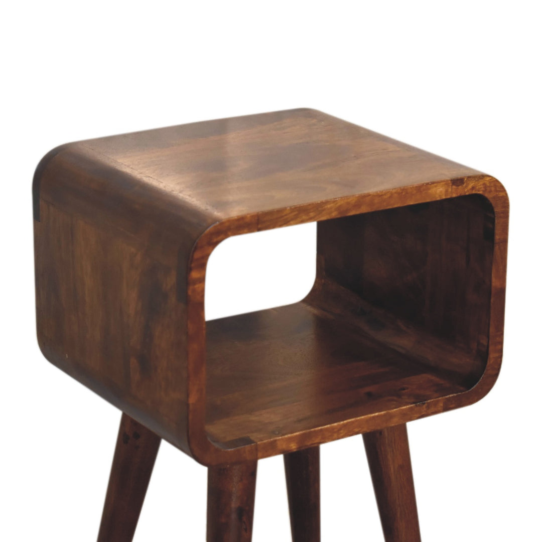 Mini Chestnut Curved Open Nightstand Photo 6