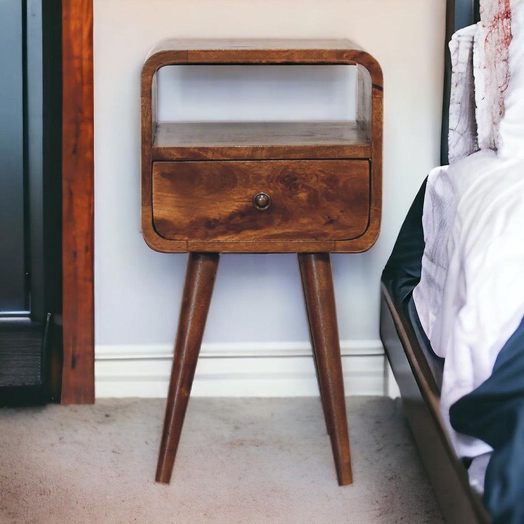 Mini Chestnut Curve Open Nightstand Photo 12