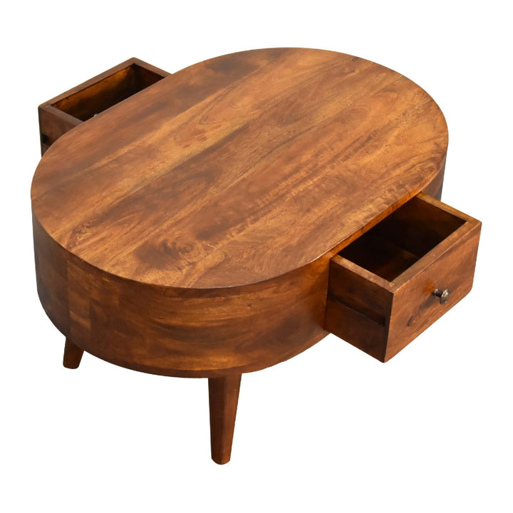 Mini Chestnut Rounded Coffee Table Photo 7