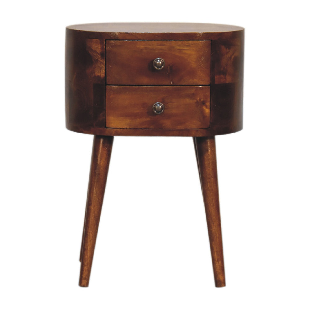 Mini Chestnut Rounded Nightstand Table Photo 2