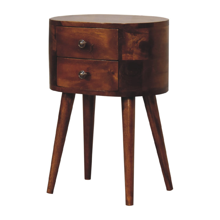 Mini Chestnut Rounded Nightstand Table Photo 3