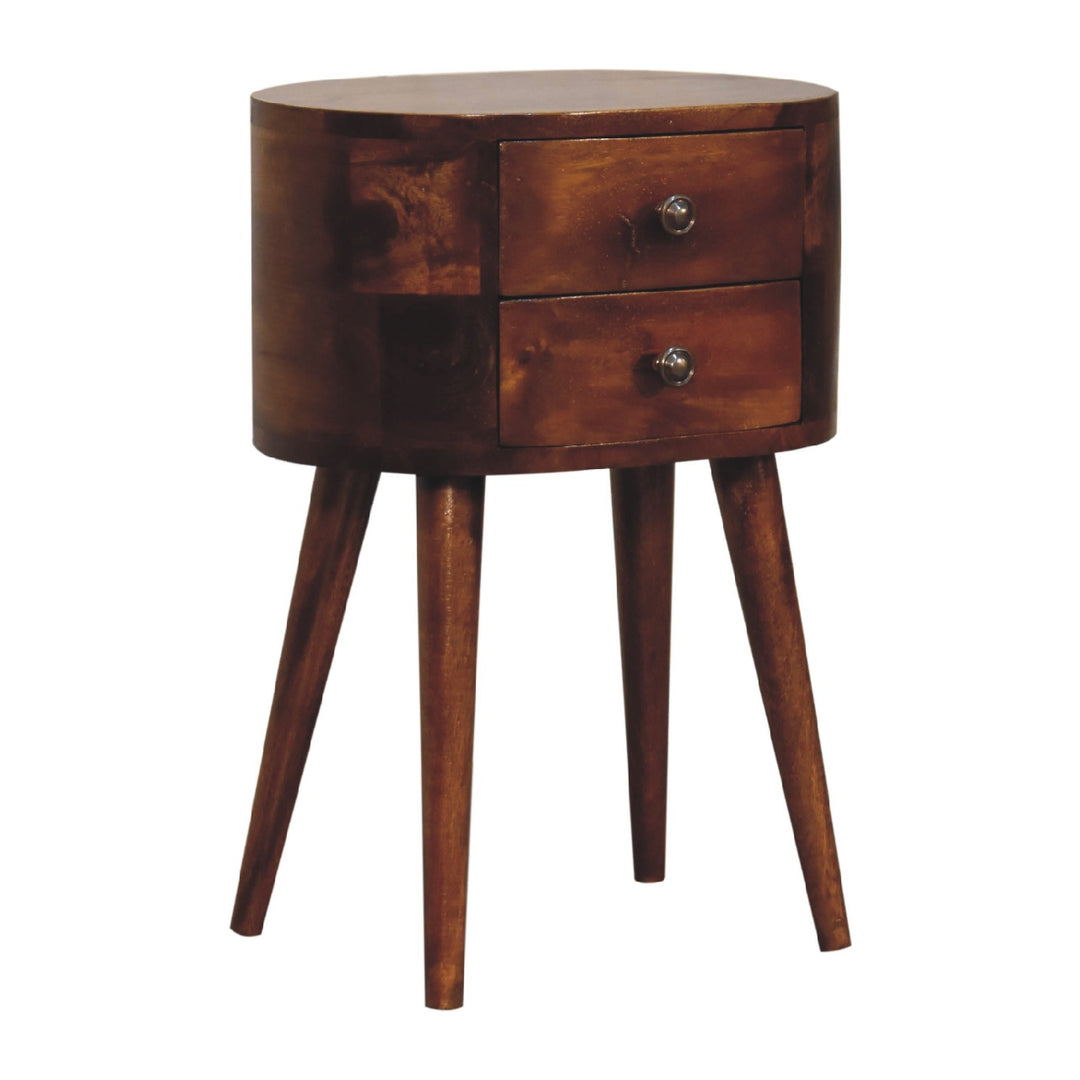 Mini Chestnut Rounded Nightstand Table Photo 4