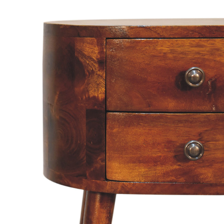 Mini Chestnut Rounded Nightstand Table Photo 5