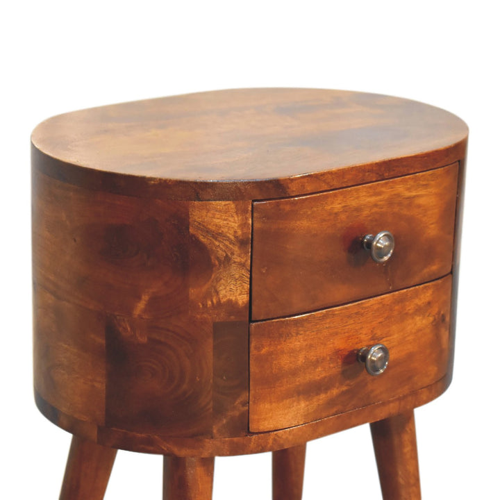 Mini Chestnut Rounded Nightstand Table Photo 6