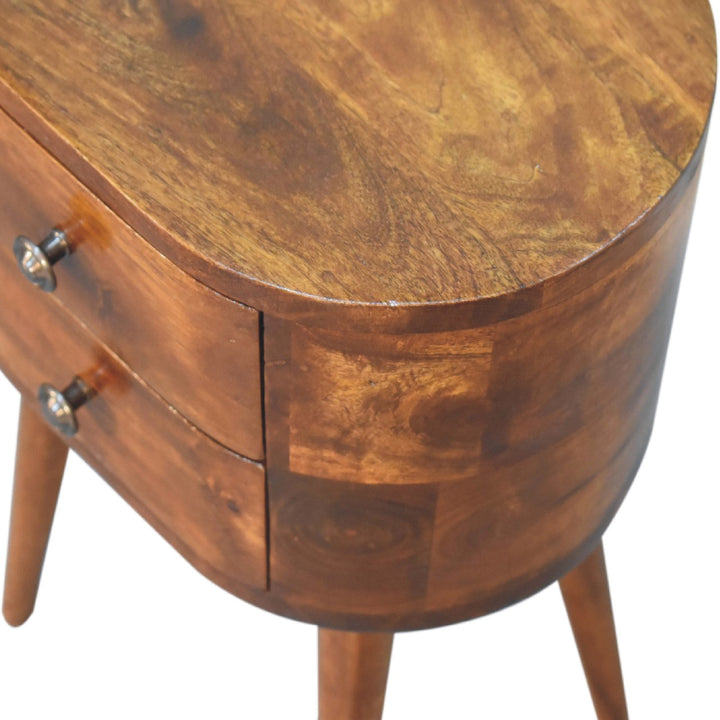 Mini Chestnut Rounded Nightstand Table Photo 7