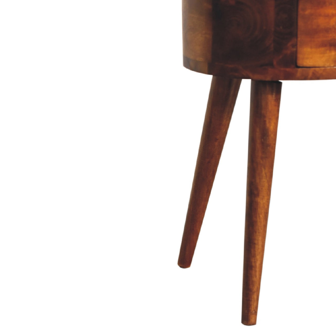 Mini Chestnut Rounded Nightstand Table Photo 8