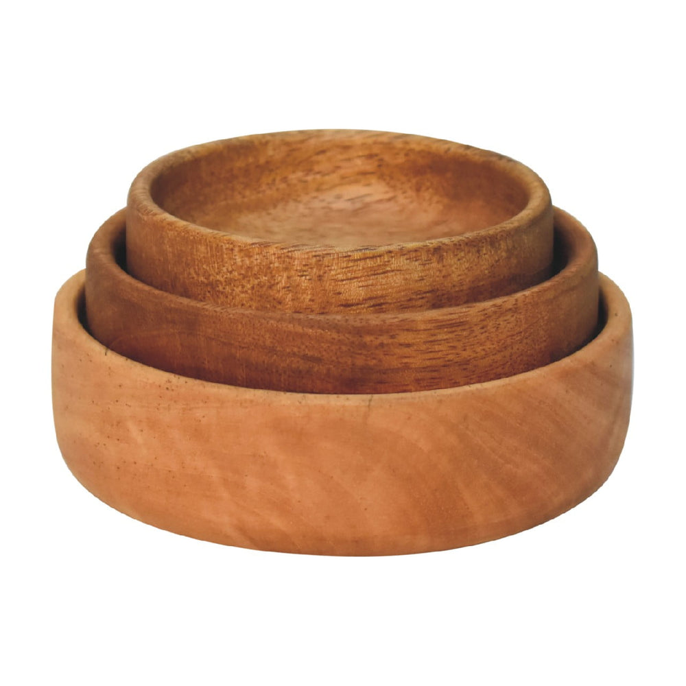 Solid Wood Fruit Bowl Set of 3 Photo 2