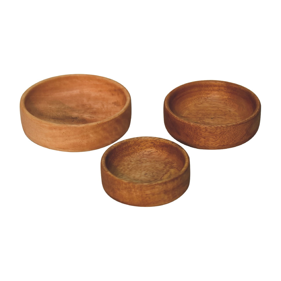 Solid Wood Fruit Bowl Set of 3 Photo 5