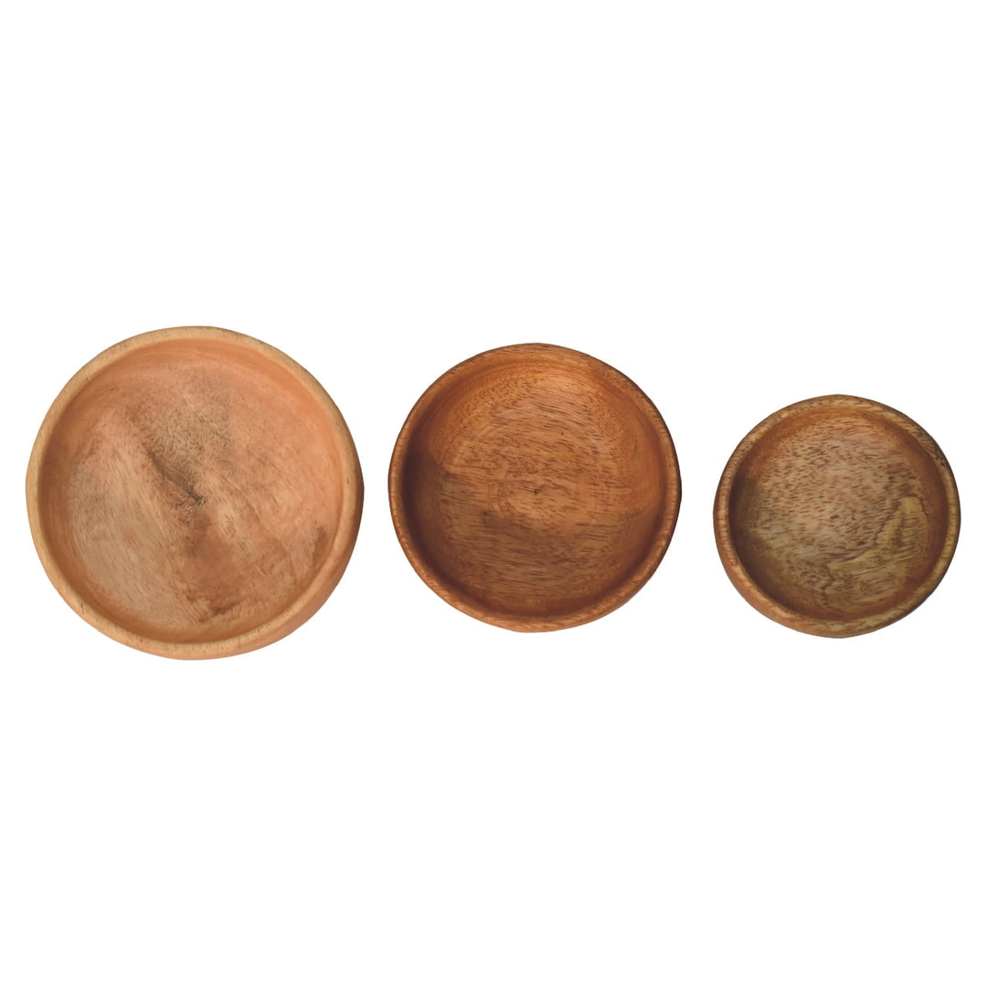 Solid Wood Fruit Bowl Set of 3 Photo 9