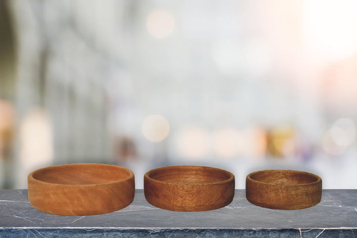 Solid Wood Fruit Bowl Set of 3 Photo 10