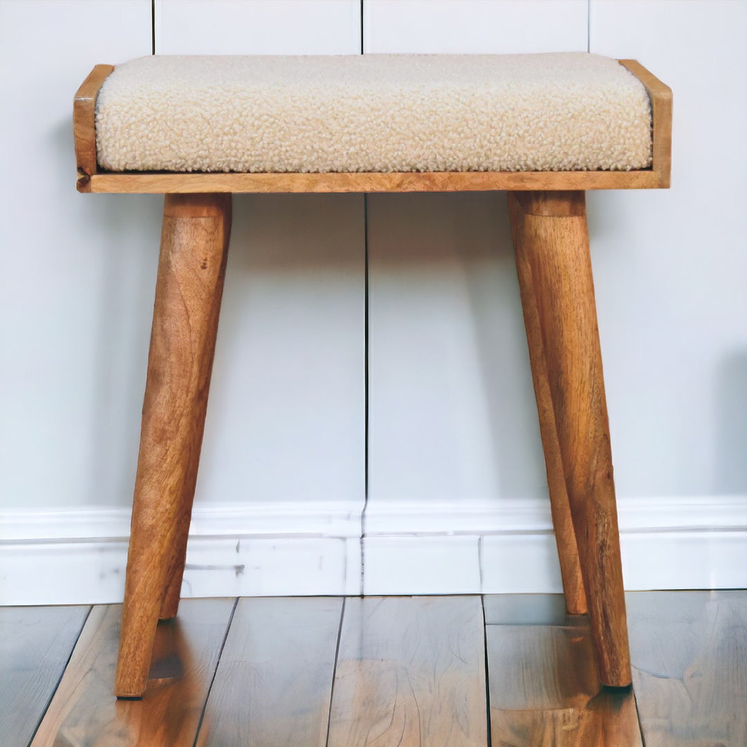 Boucle Cream Tray Style Footstool Photo 11