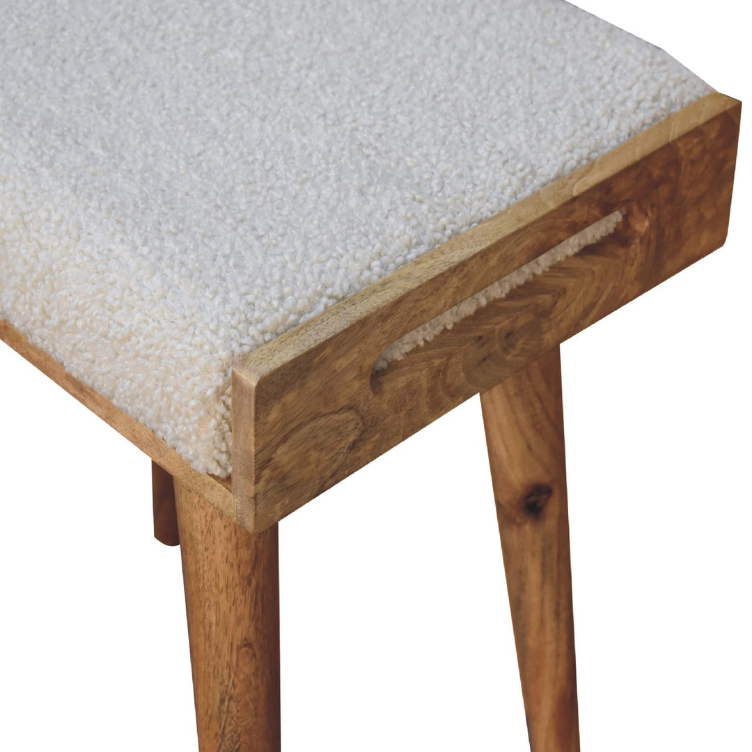 Boucle Cream Tray Style Footstool Photo 8