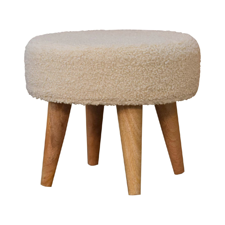 Cream Boucle Petite Footstool Photo 4