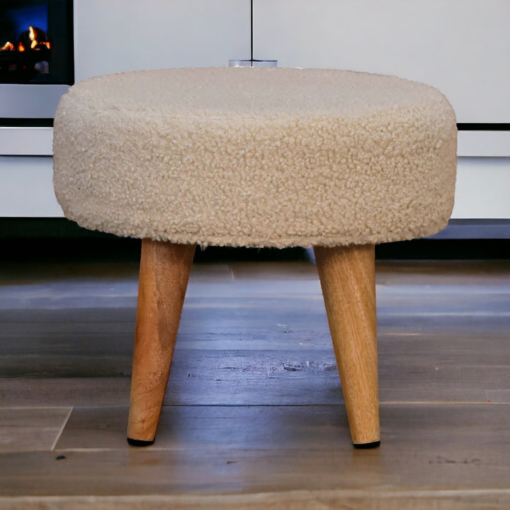 Cream Boucle Petite Footstool Photo 11