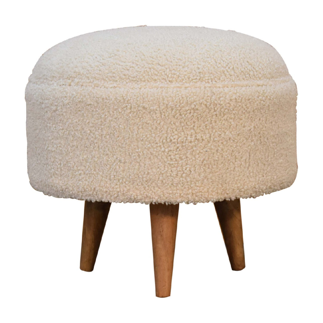 Cream Boucle Rounded Footstool Photo 2