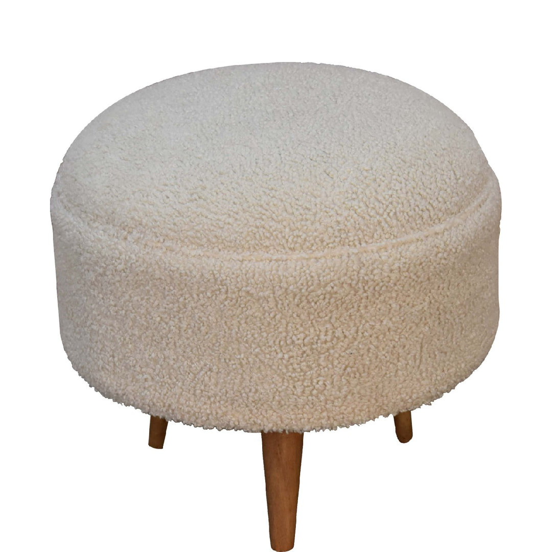 Cream Boucle Rounded Footstool Photo 3