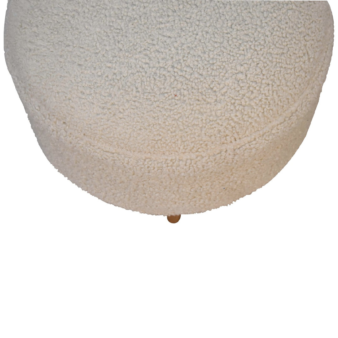 Cream Boucle Rounded Footstool Photo 4