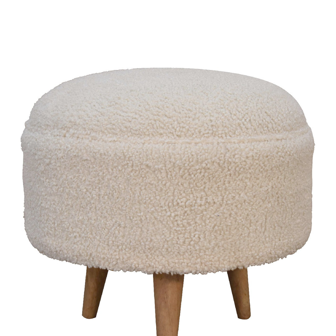 Cream Boucle Rounded Footstool Photo 5