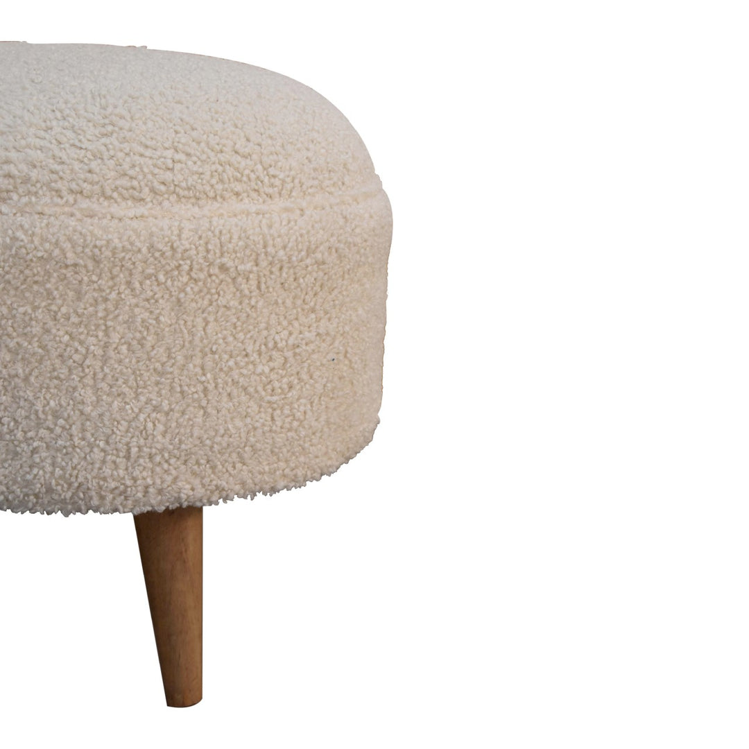 Cream Boucle Rounded Footstool Photo 6