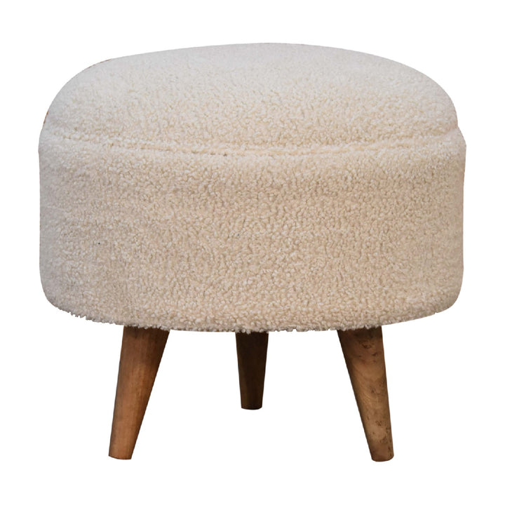 Cream Boucle Rounded Footstool Photo 7