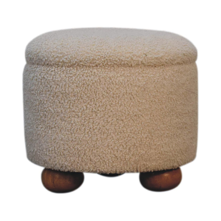 Cream Boucle Storage Footstool Photo 2