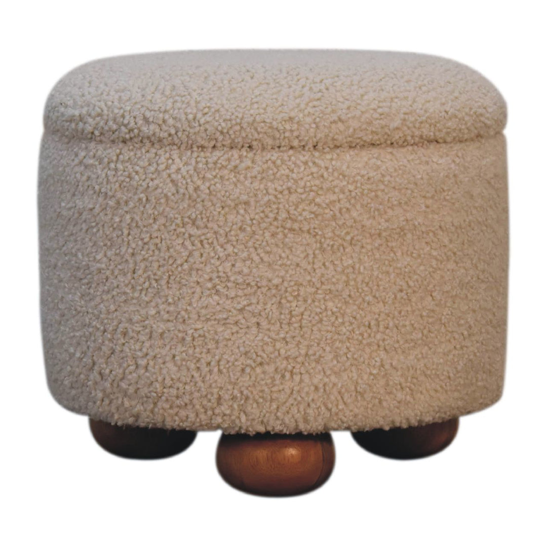 Cream Boucle Storage Footstool Photo 3