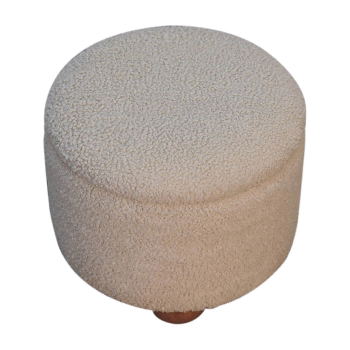 Cream Boucle Storage Footstool Photo 4