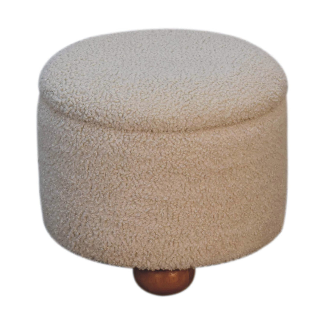 Cream Boucle Storage Footstool Photo 6