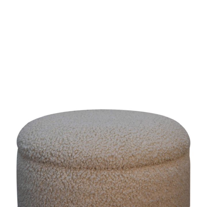 Cream Boucle Storage Footstool Photo 7