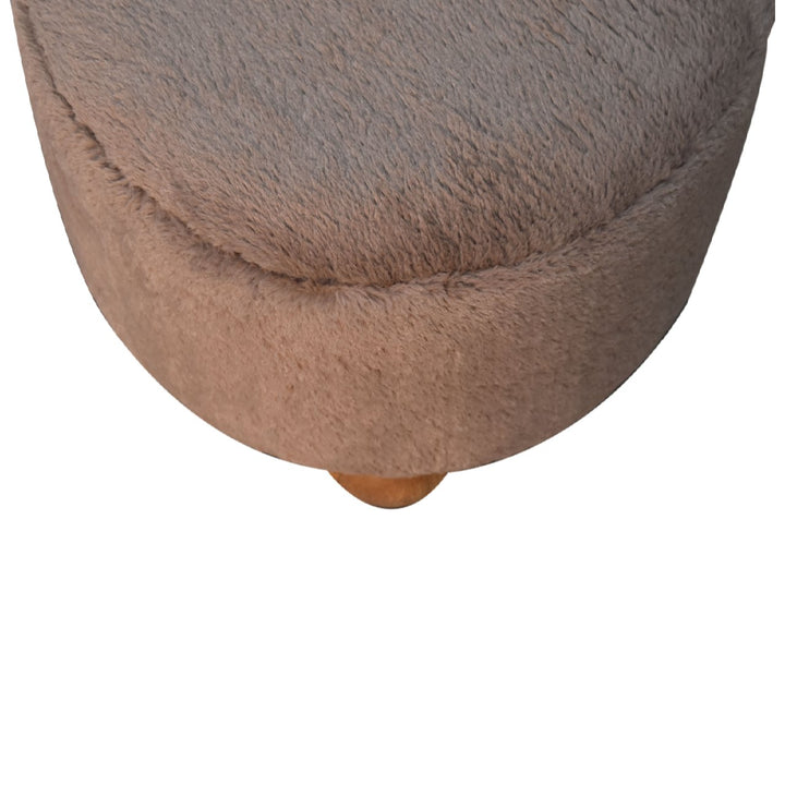 Mocha Faux Fur Round Ball Footstool Photo 4