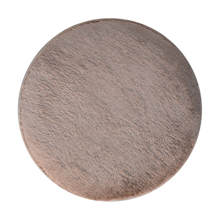 Mocha Faux Fur Round Ball Footstool Photo 8