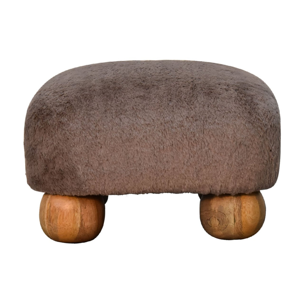 Mocha Faux Fur Nordic Footstool Photo 2