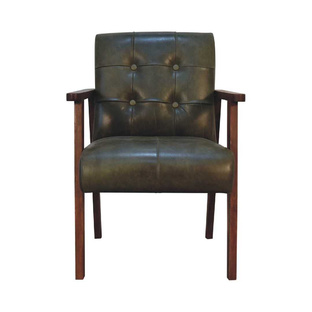 Olive Buffalo Leather Chair