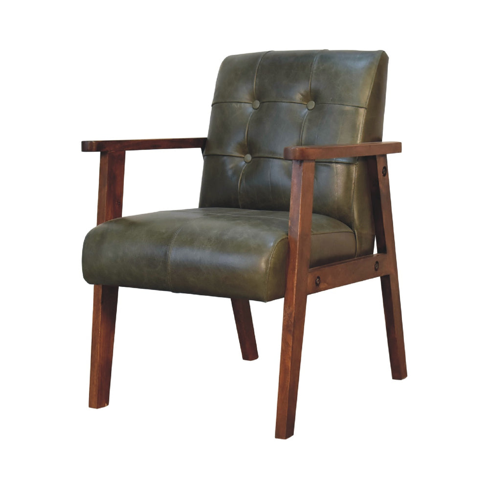 Olive Buffalo Leather Chair Photo 2