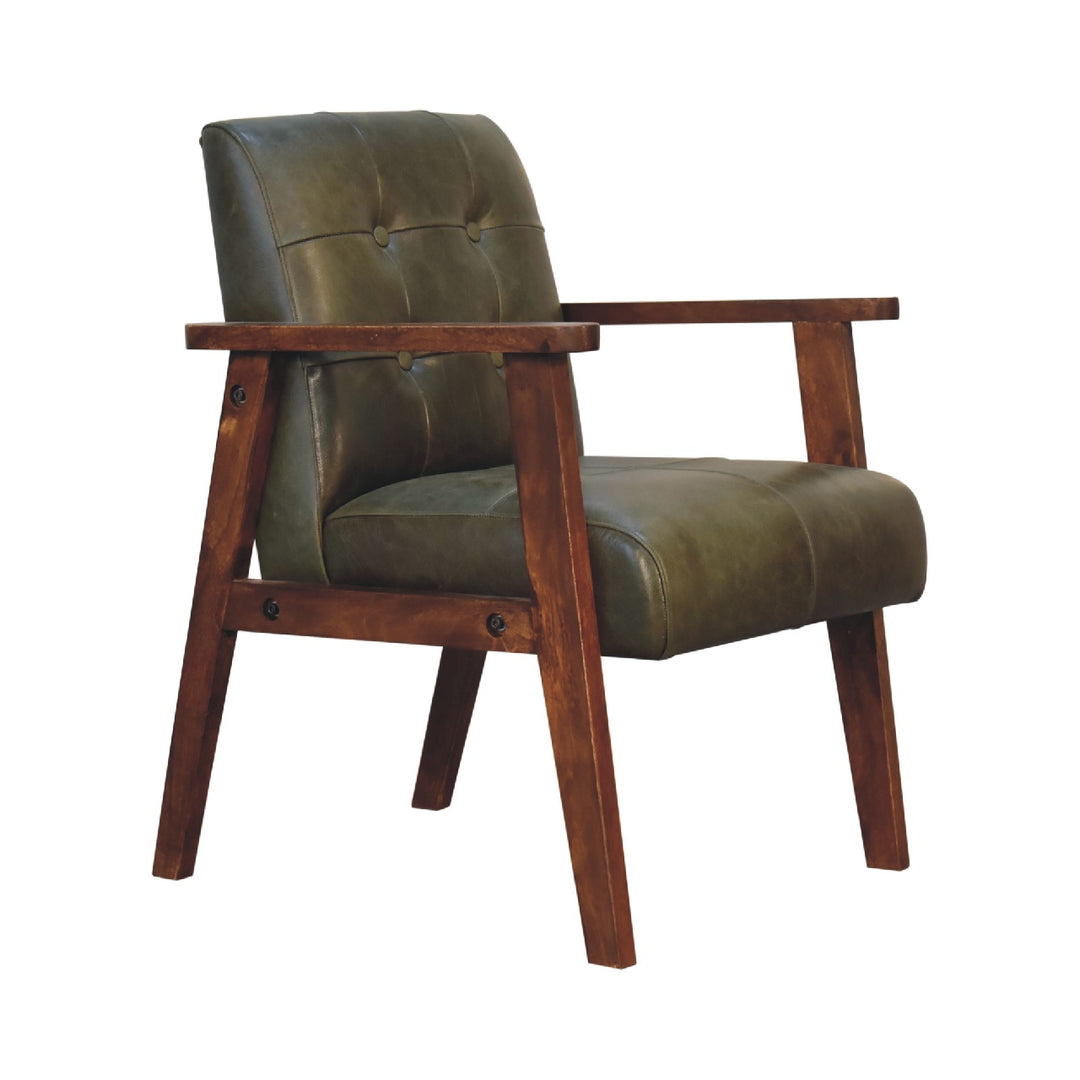 Olive Buffalo Leather Chair Photo 3