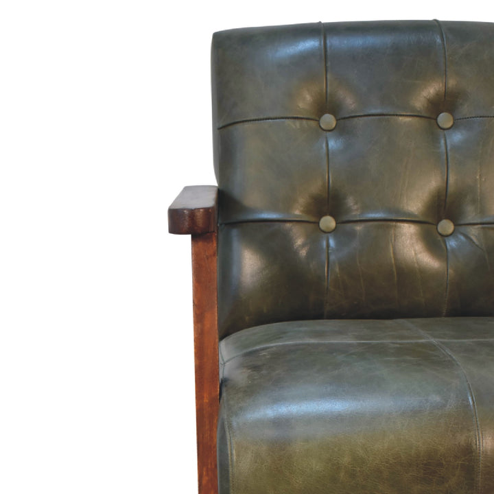 Olive Buffalo Leather Chair Photo 4