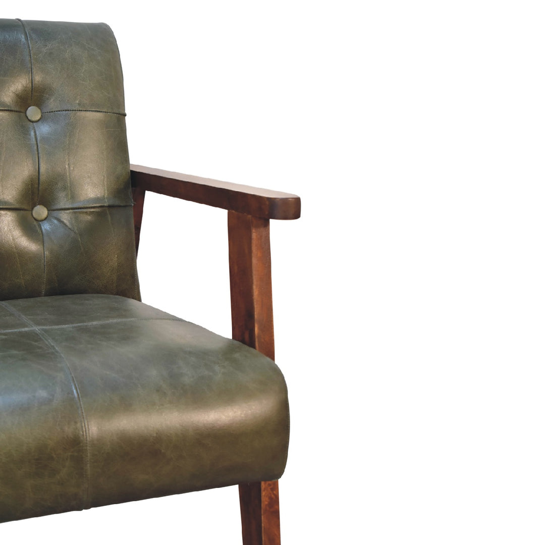 Olive Buffalo Leather Chair Photo 5