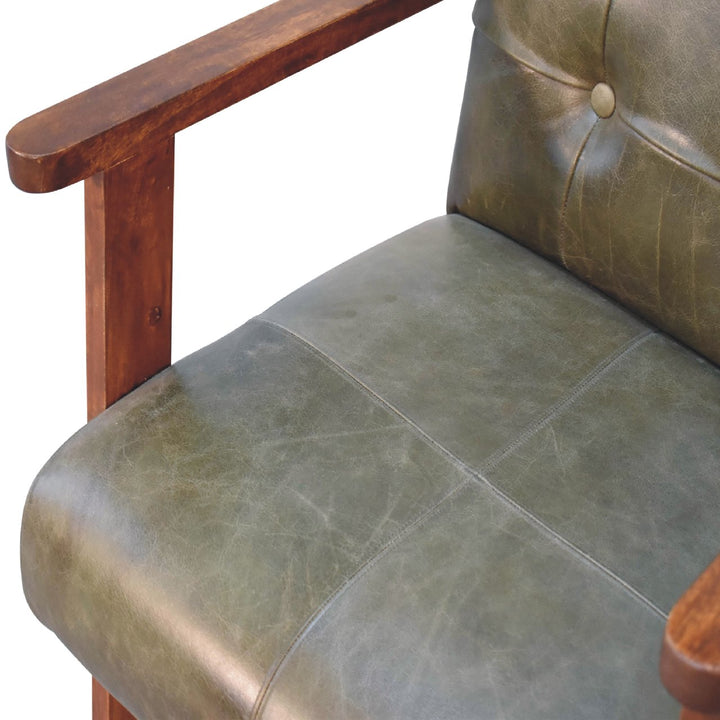 Olive Buffalo Leather Chair Photo 6