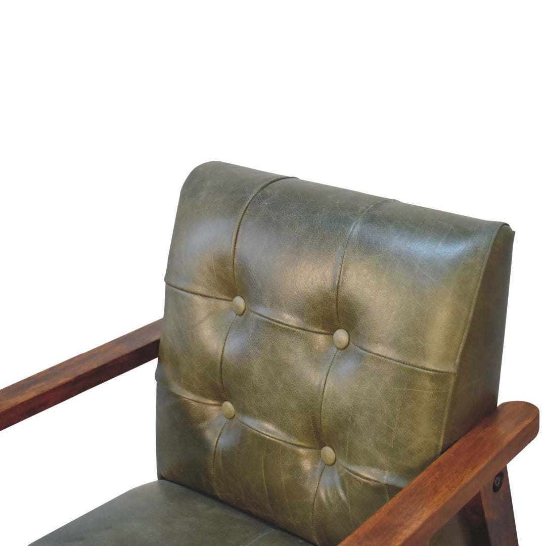 Olive Buffalo Leather Chair Photo 7