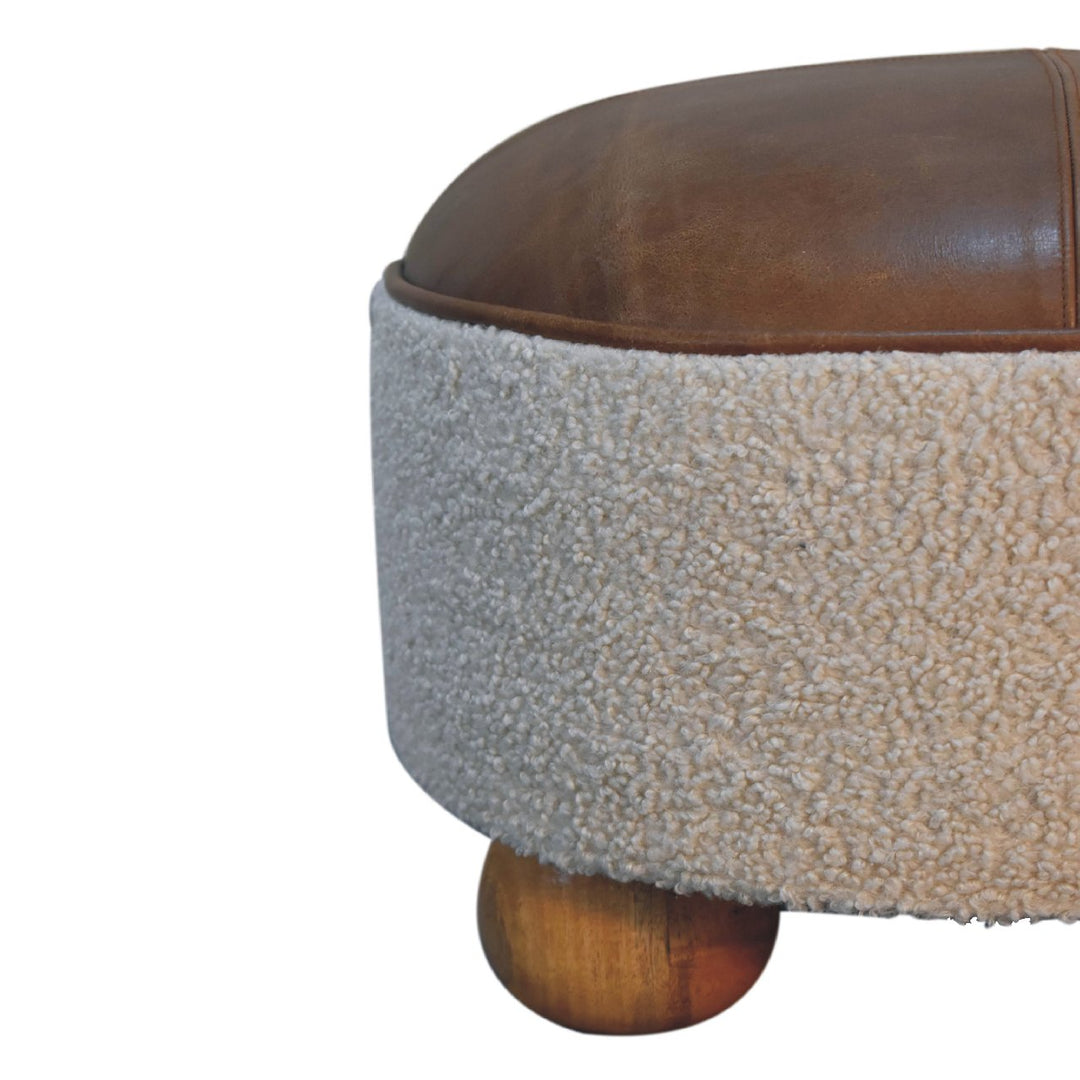 Cream Boucle Buffalo Footstool Photo 5