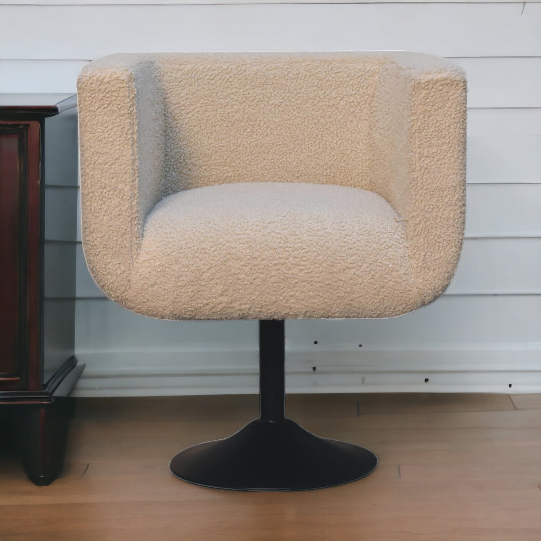 Cream Boucle Swivel Chair Photo 12