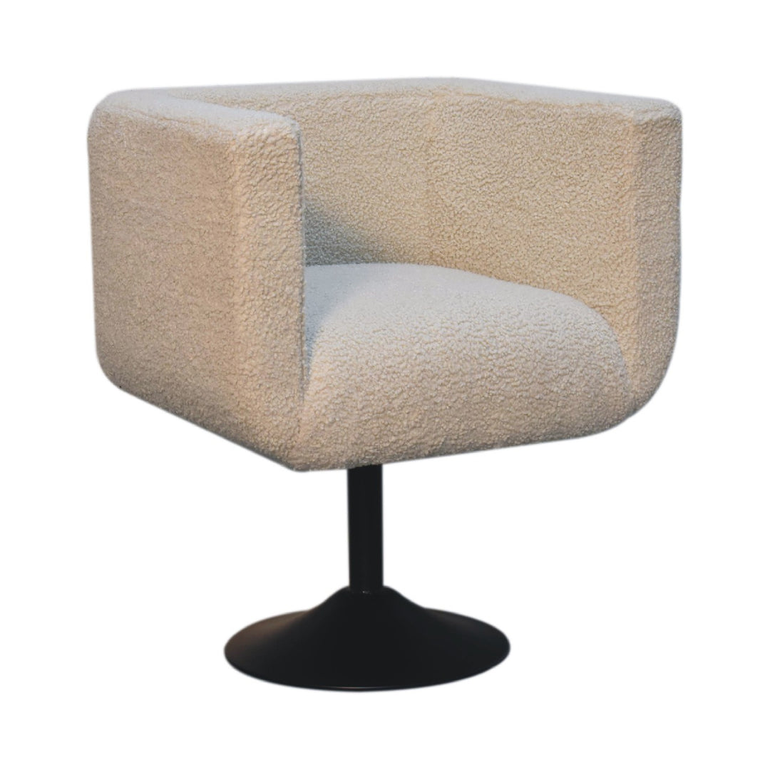 Cream Boucle Swivel Chair Photo 3