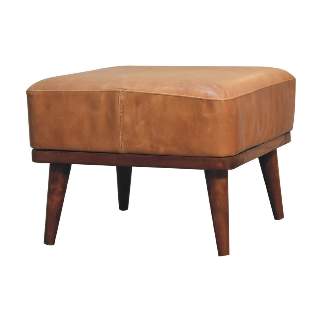 Tan Buffalo Leather Tan Footstool Photo 3